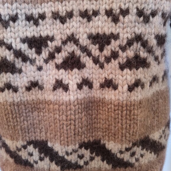 Vintage Women's Hand Knit Wool Cowichan Style Full Zip Cardigan Sweater S/Med - Picture 5 of 5